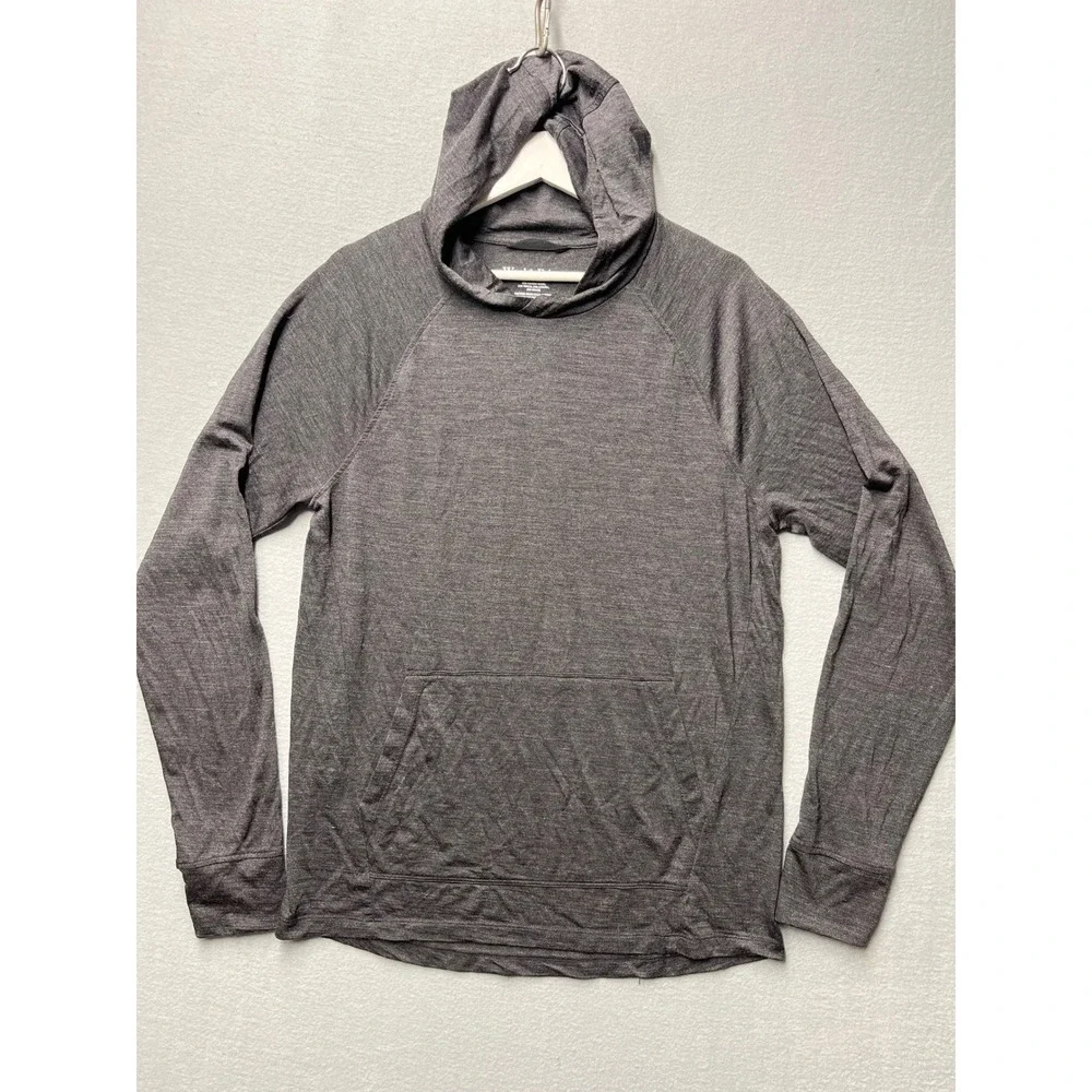 New Wool & Prince Mens Merino Wool Tencel Blend Hoodie Charcoal Gray Medium